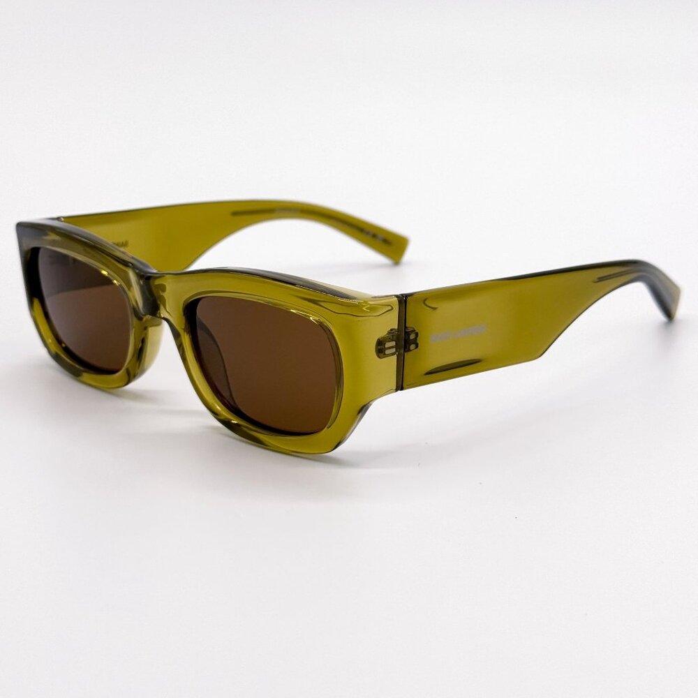 NEW SAINT LAURENT SUNGLASSES SL713 004 GREEN BROWN UNISEX - Picture 3 of 9